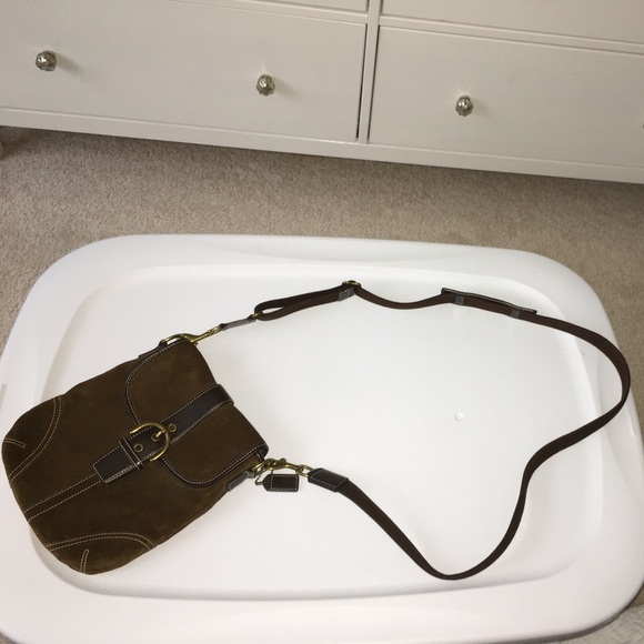 Coach 116 Brown Suede Crossbody Messenger Bag - Picture 3 of 8